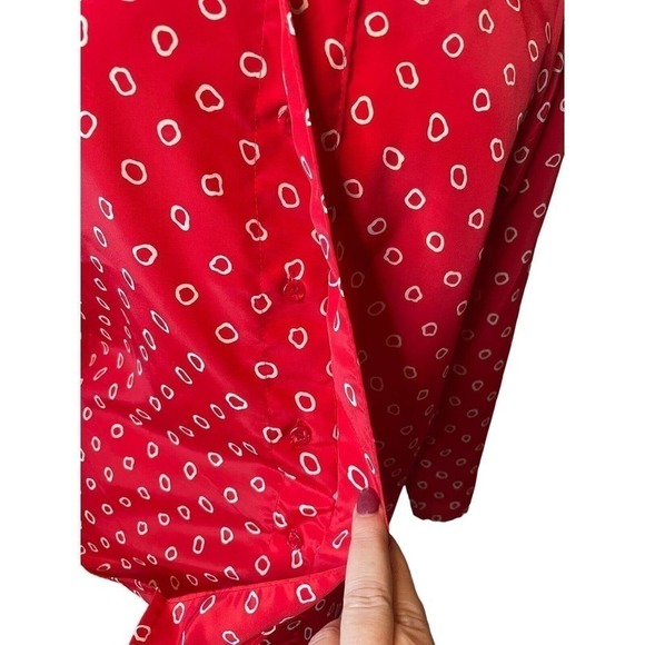 Oscar de la Renta Expressions Vintage 80’s Red White Polka Dot Blouse Top M - Picture 7 of 8